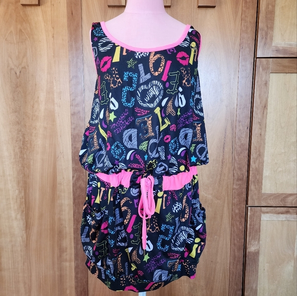 ECKO RED Halter Hooded Mini Dress Sz 1X Black Graffiti Pattern - Picture 13 of 14